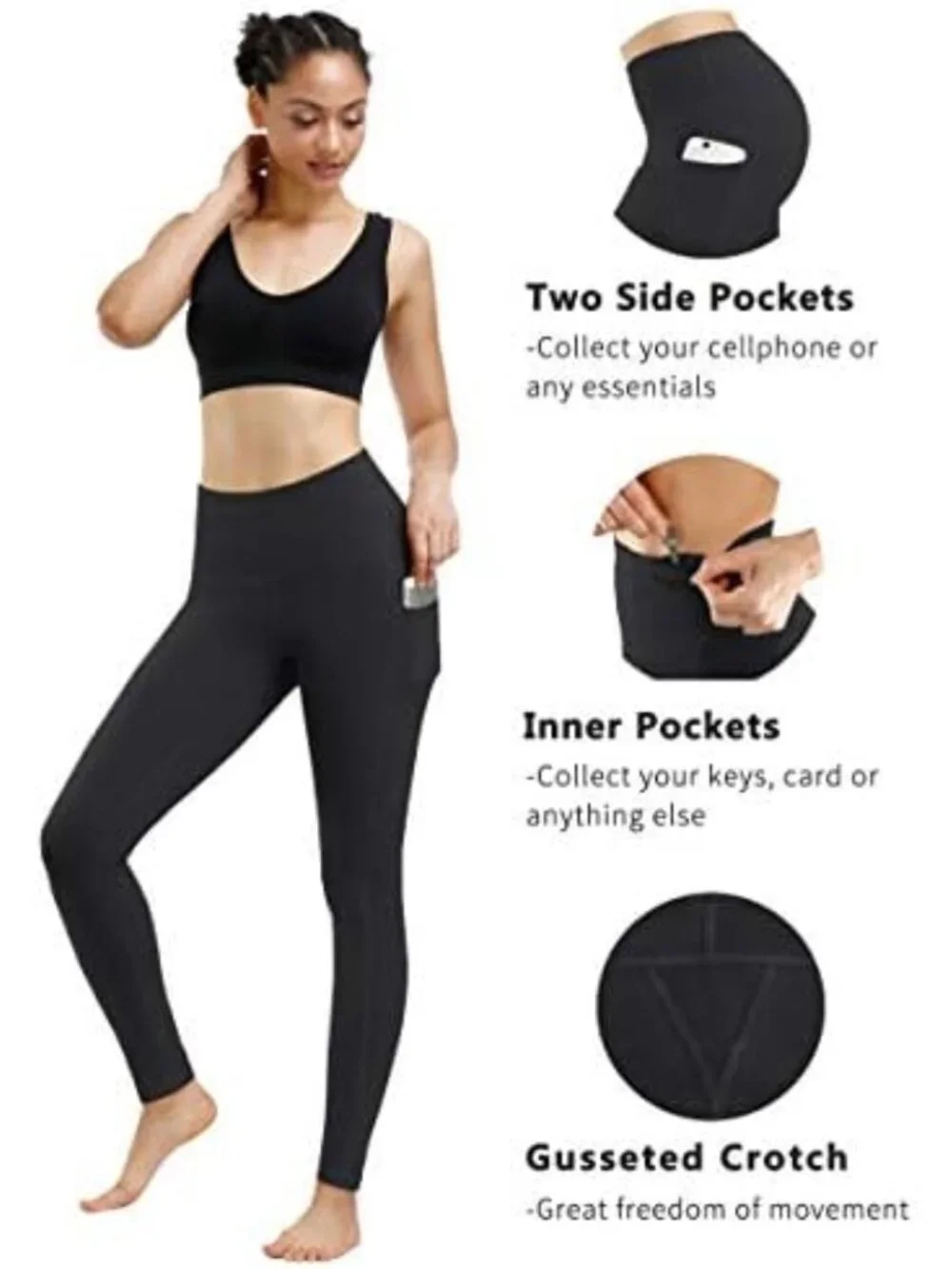 High Waist Yoga Pants with Pockets - 2 Pack Workout Leggings for Women